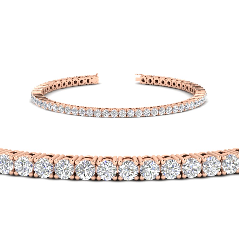 4ct Diamond Womens Pink Tennis Bracelet Ladies 18K Rose Gold 2 Row Jewelry 4 sold ct